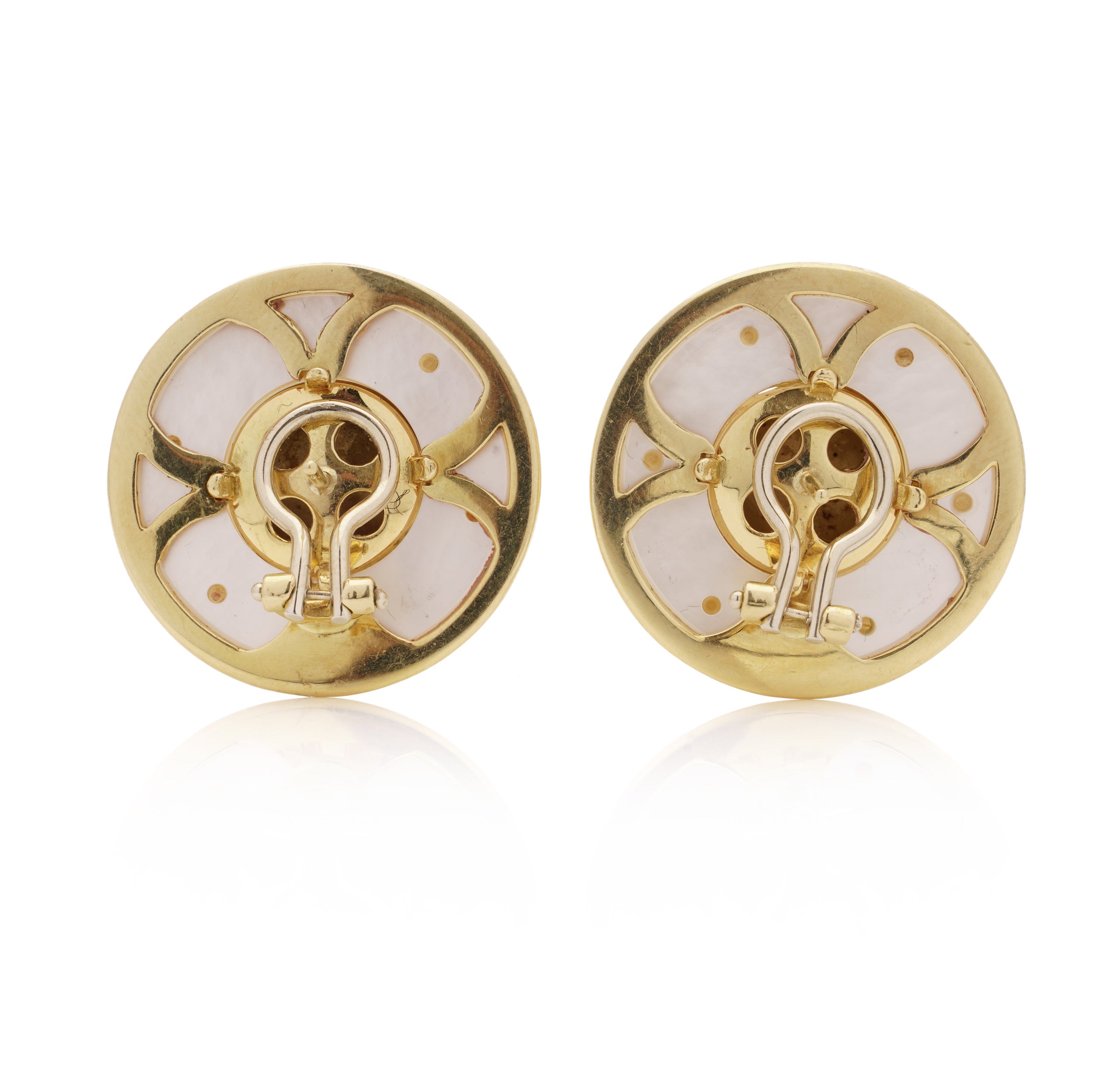 Large 18ct Gold & Mother of Pearl Earrings - Wildsmith Jewellery