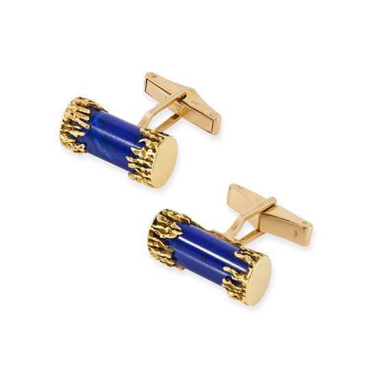 1970s 18ct Gold & Lapis Lazuli Cufflinks by Kutchinsky - Wildsmith Jewellery