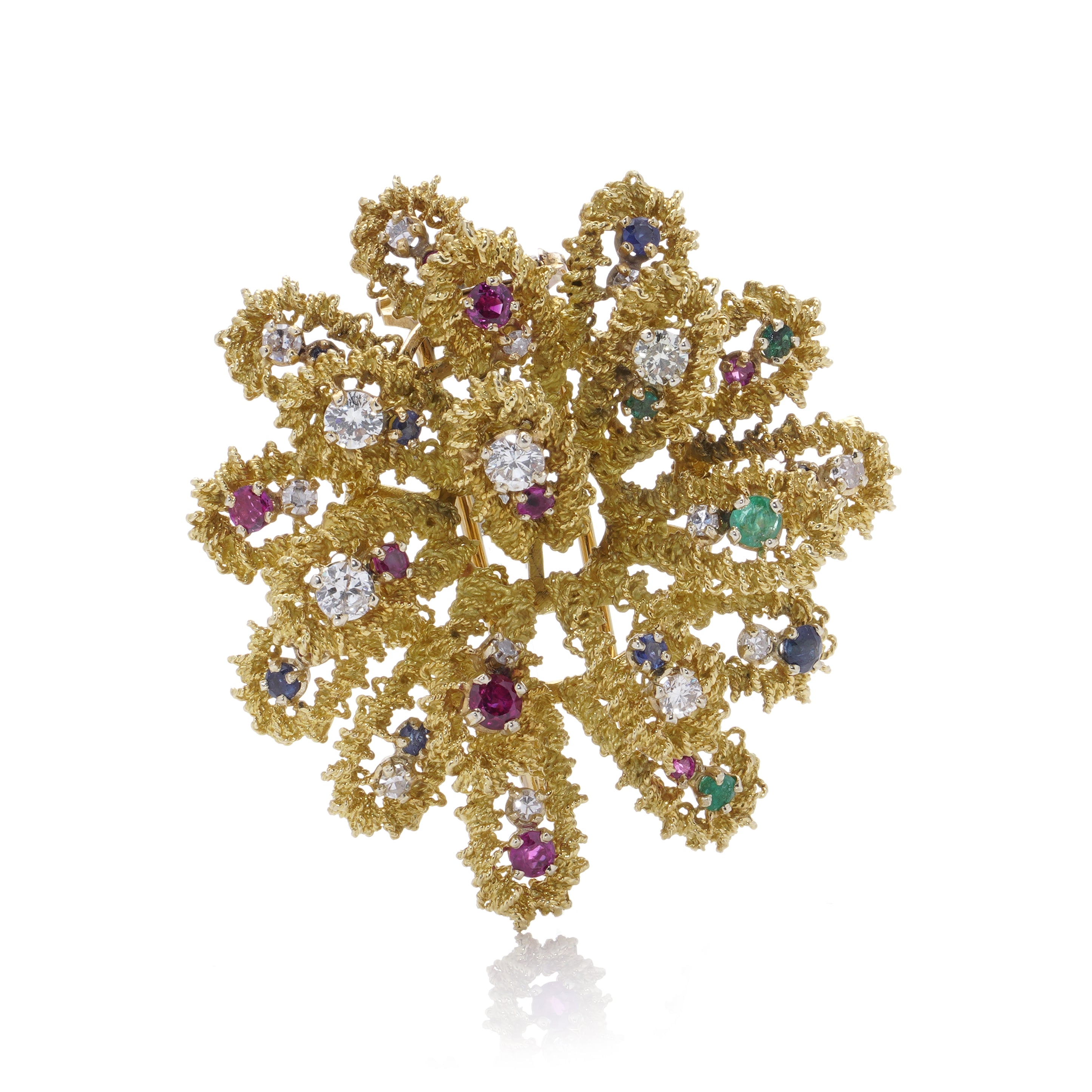 1970’s Multi Gemstone & Gold Brooch, French