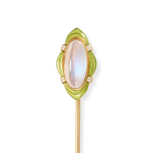 Art Nouveau Moonstone & Enamel Stickpin