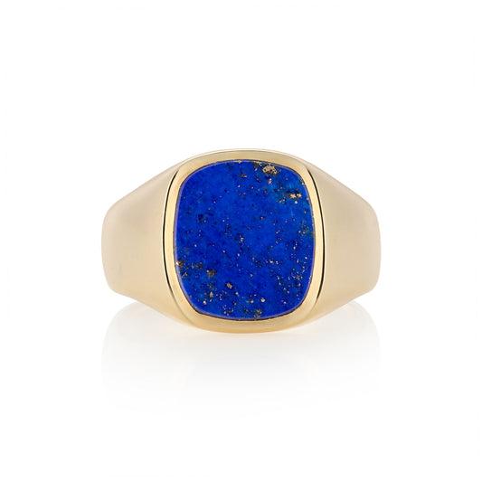 12 x 10.5mm Cushion Shaped Lapis Lazuli Signet Ring - Wildsmith Jewellery