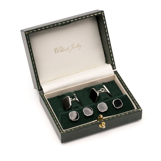 Enamel & Sterling Silver Octagonal Dress set - Wildsmith Jewellery