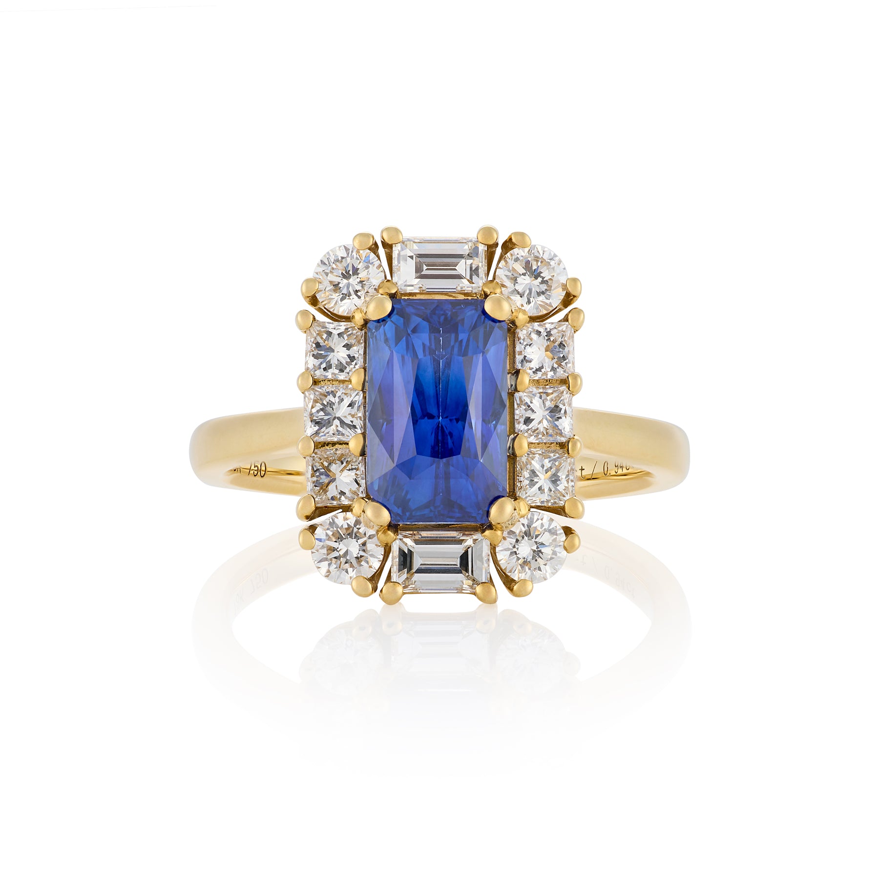2.55ct Radiant Cut Sapphire & Diamond Ring - Wildsmith Jewellery