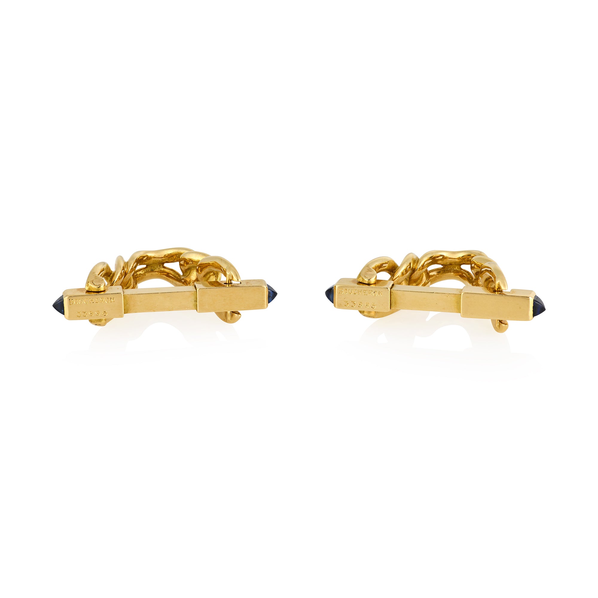 1950's Boucheron 18ct Gold & Sapphire Cufflinks