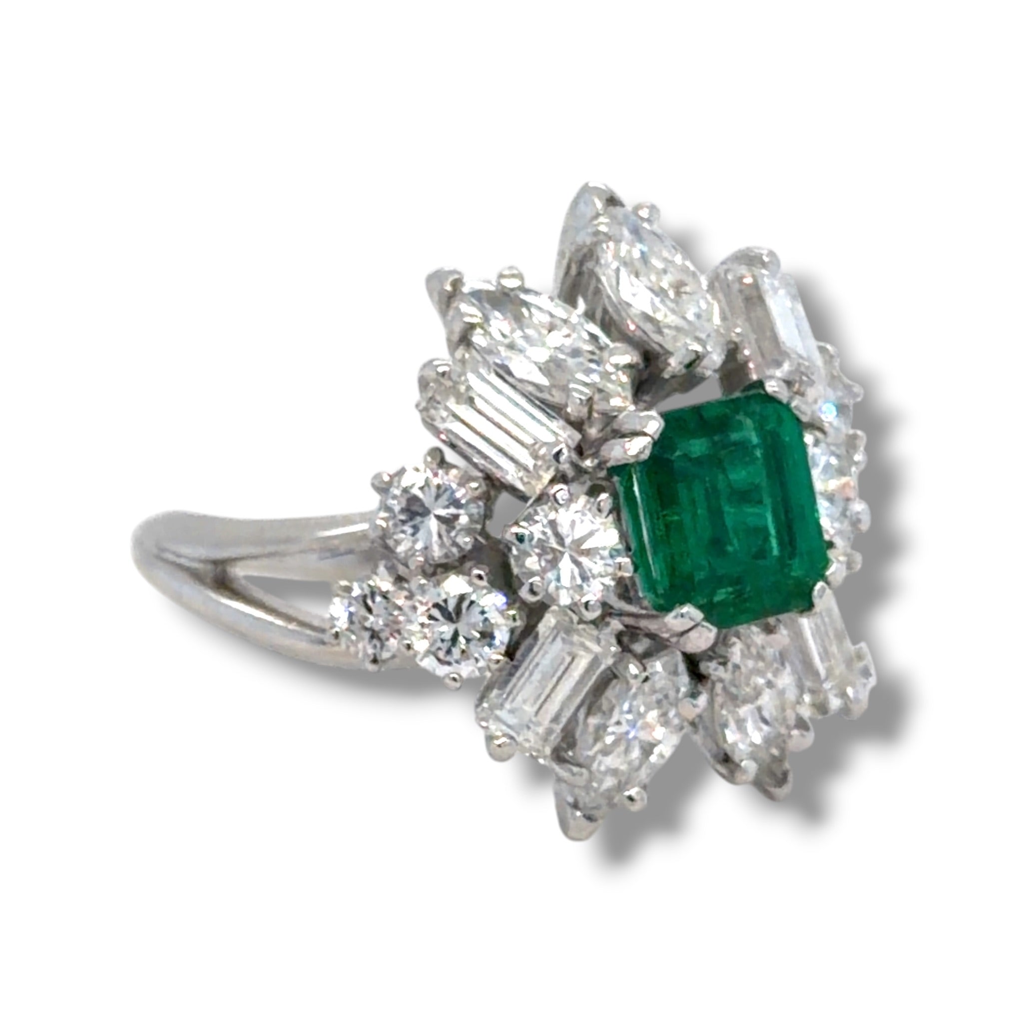 1960's Emerald & Diamond Cocktail Ring, French
