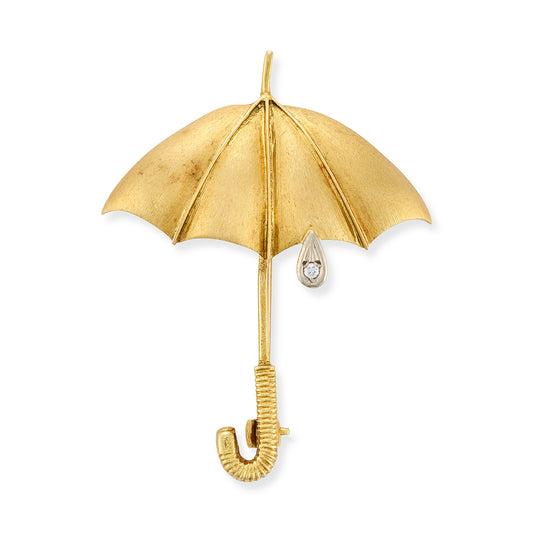 Vintage Gold & Diamond Umbrella Brooch - Wildsmith Jewellery