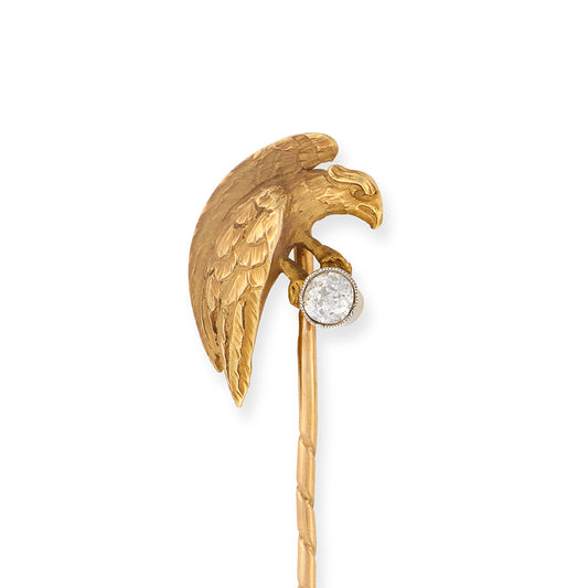 Edwardian 18ct Gold & Diamond Eagle Stickpin - Wildsmith Jewellery