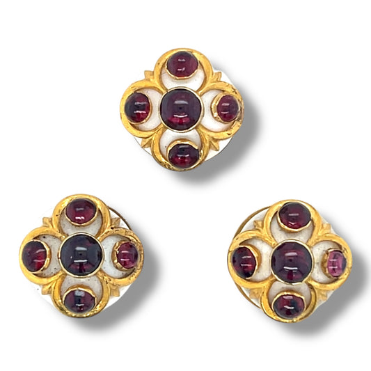 Victorian Enamel and Garnet Shirt Studs - Wildsmith Jewellery