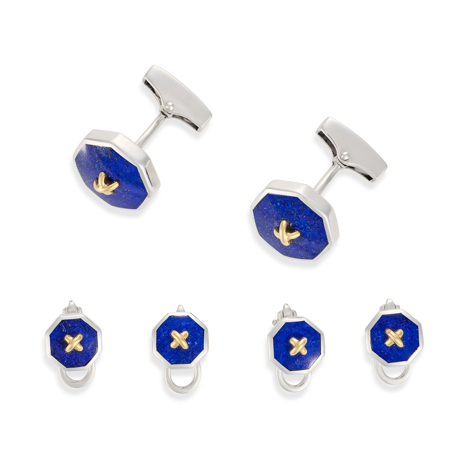 Lapis Lazuli & Gold Stitch Octagonal Dress Set