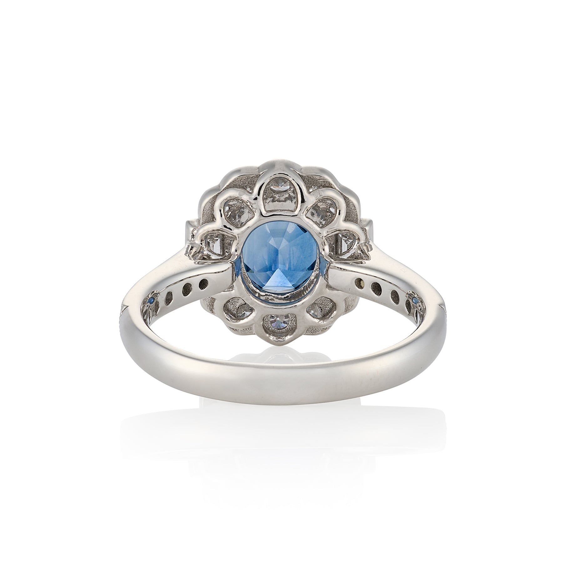 Teal Sapphire & Diamond Cluster Ring