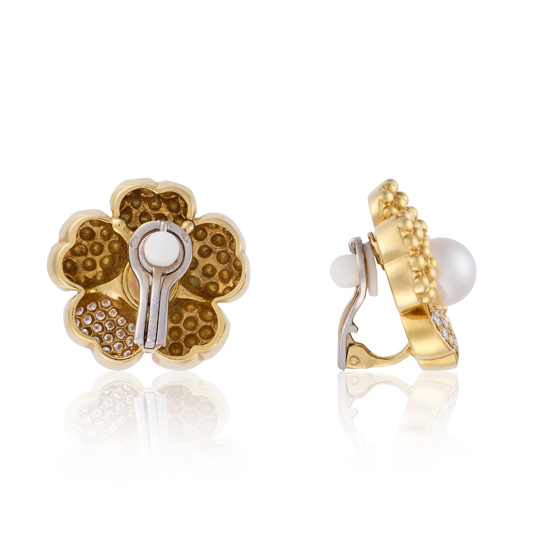 Akoya Pearl & Diamond Earrings by Fred, Paris - Wildsmith Jewellery