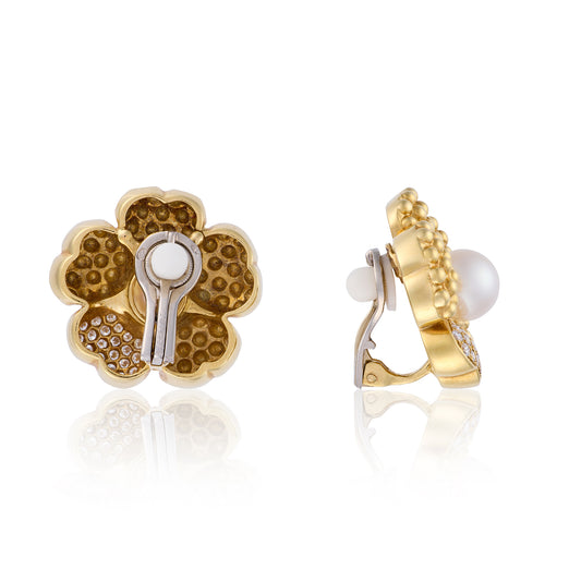 Akoya Pearl & Diamond Earrings by Fred, Paris - Wildsmith Jewellery