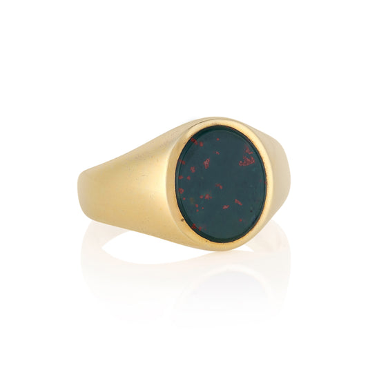 11 x 9mm Bloodstone Oxford Oval Signet Ring - Wildsmith Jewellery
