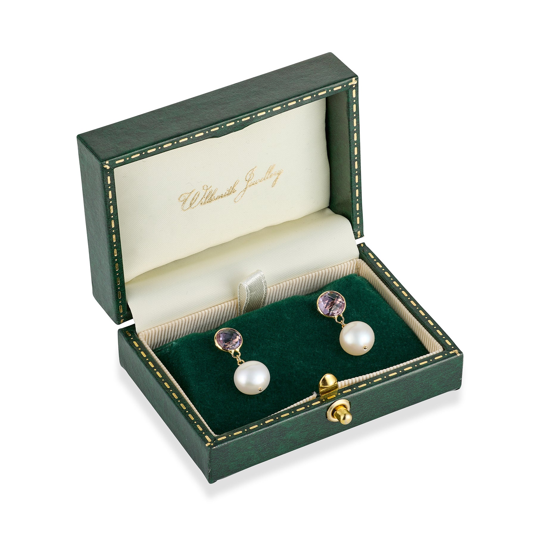 Amethyst & Akoya Pearl Drop Earrings