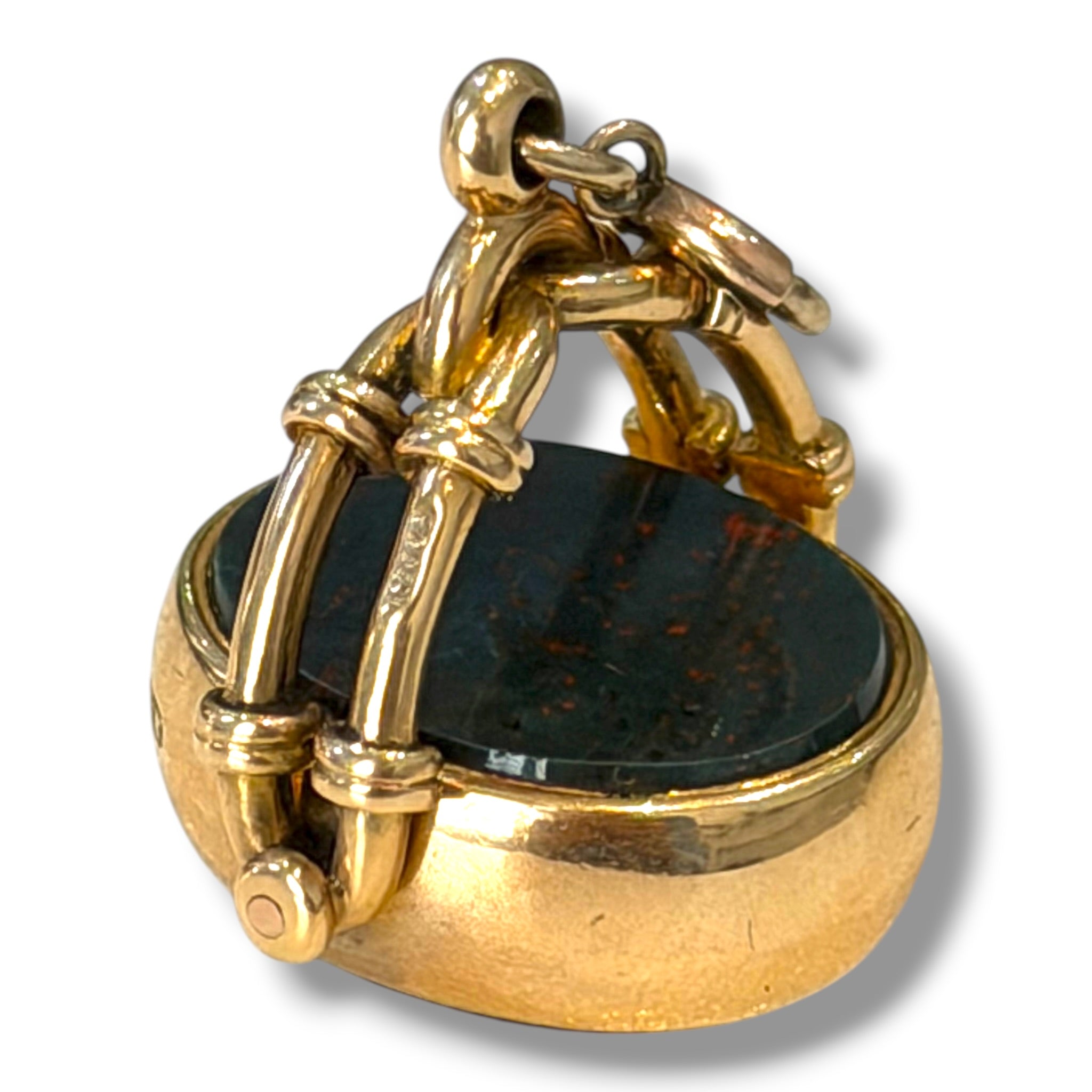 Victorian 18ct Gold Bloodstone & Carnelian Swivel Fob - Wildsmith Jewellery