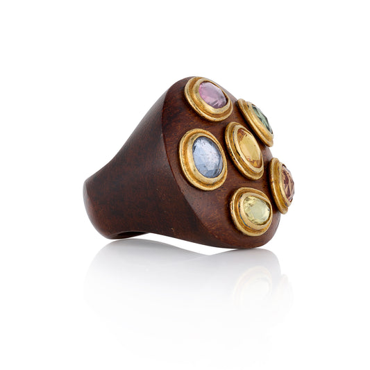 22ct Wooden Gemstone Ring - Wildsmith Jewellery
