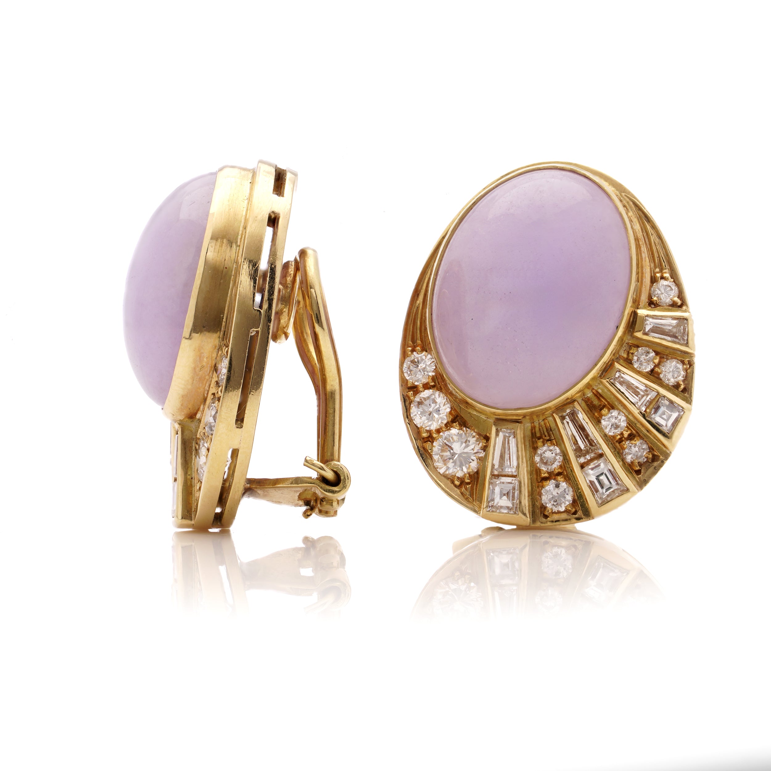 Natural Lavender Jade & Diamond Earrings - Wildsmith Jewellery