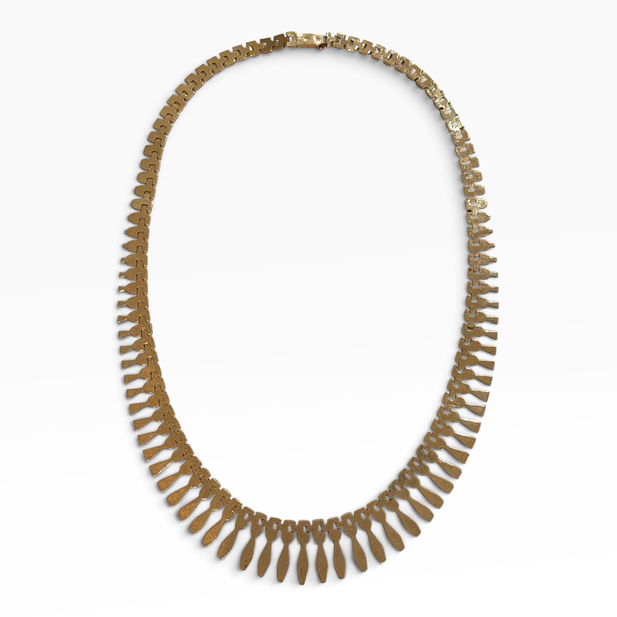 Vintage 9ct Gold Cleopatra Fringe Necklace, c.1960