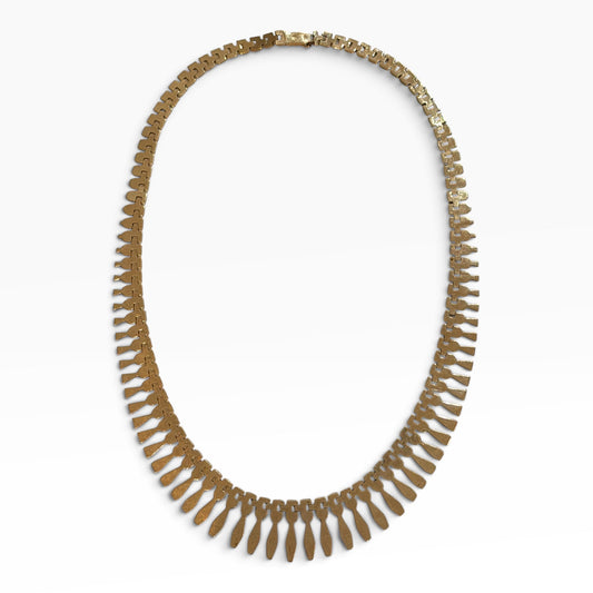 Vintage 9ct Gold Cleopatra Fringe Necklace, c.1960