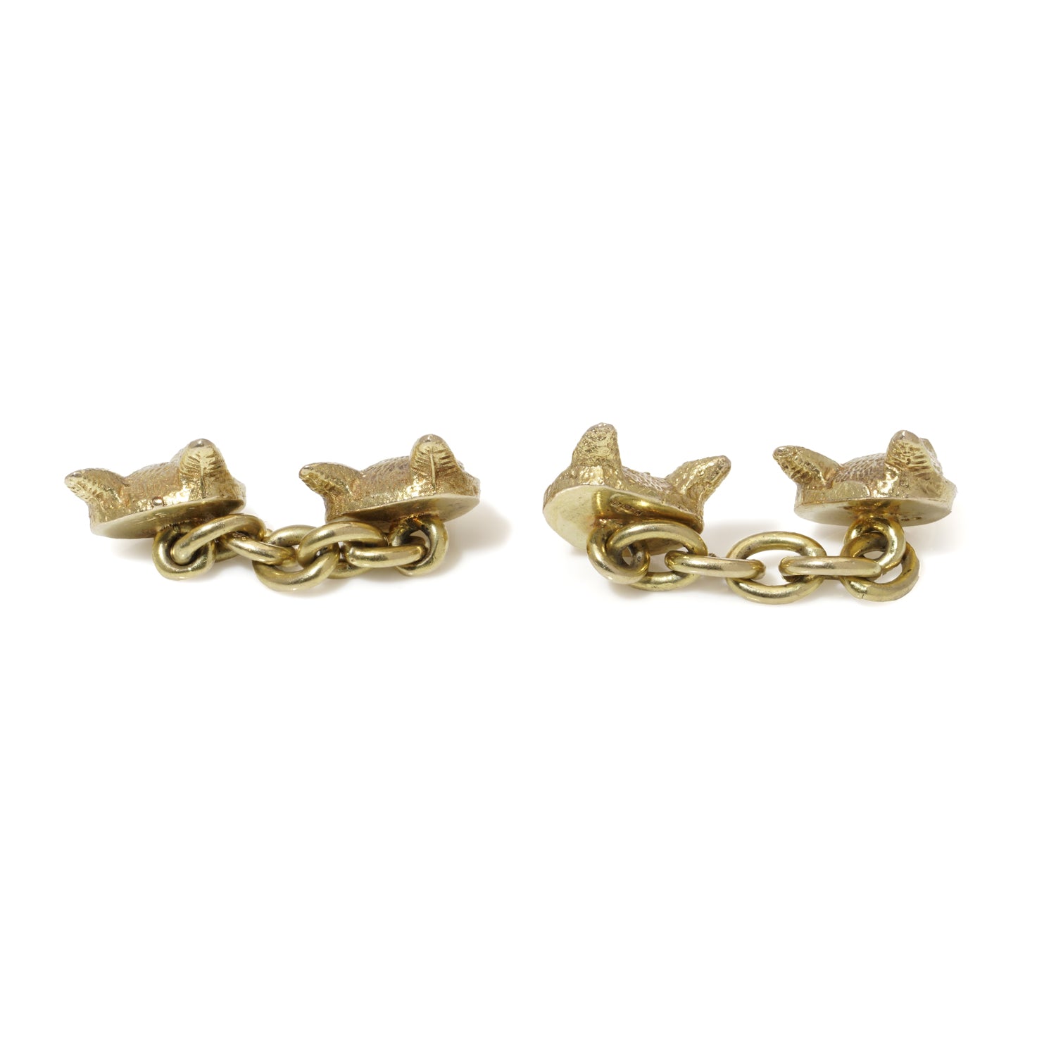 Gold Ruby Eyed Fox Head Cufflinks