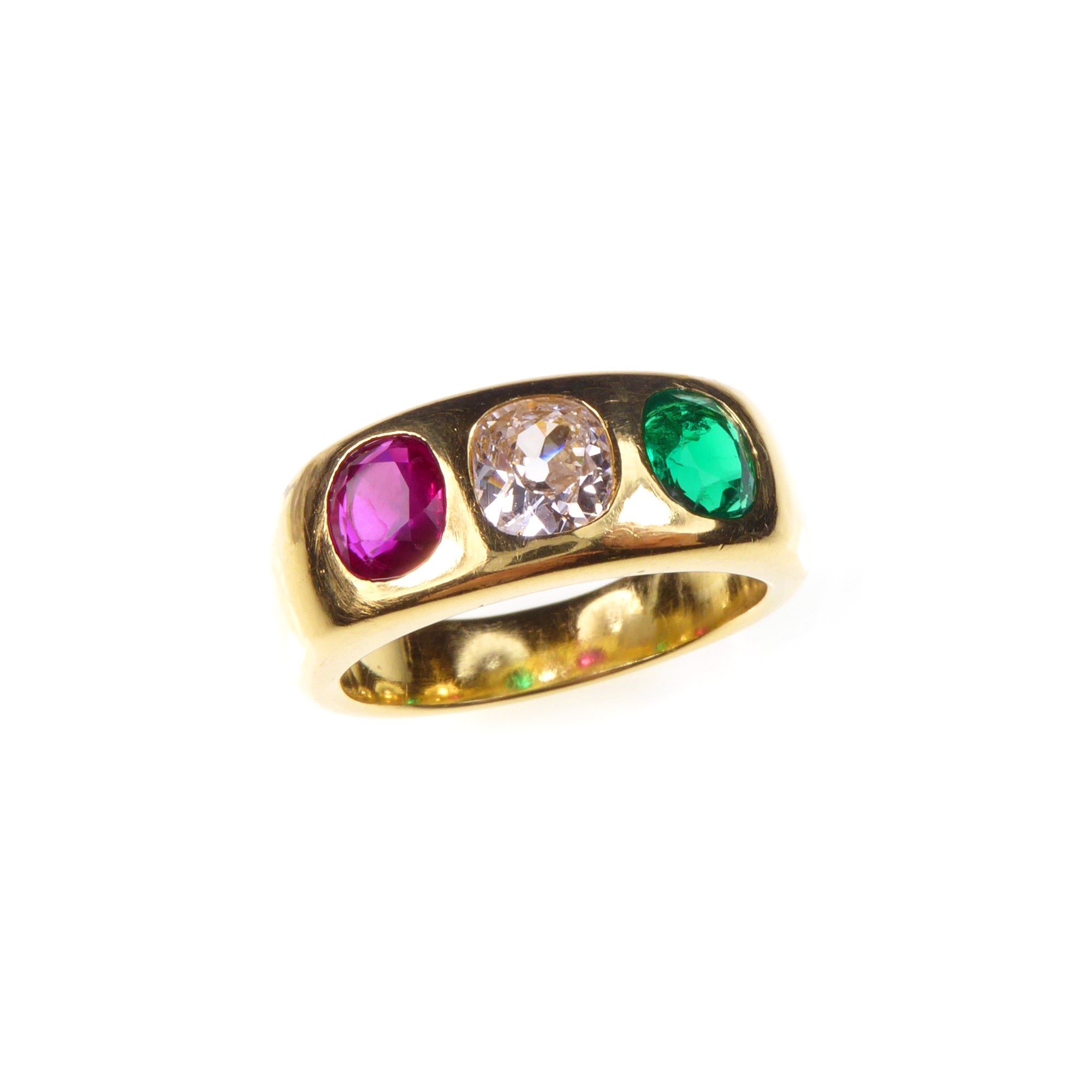 Diamond Sapphire Ruby Emerald Ring in 18K Gold – Boylerpf
