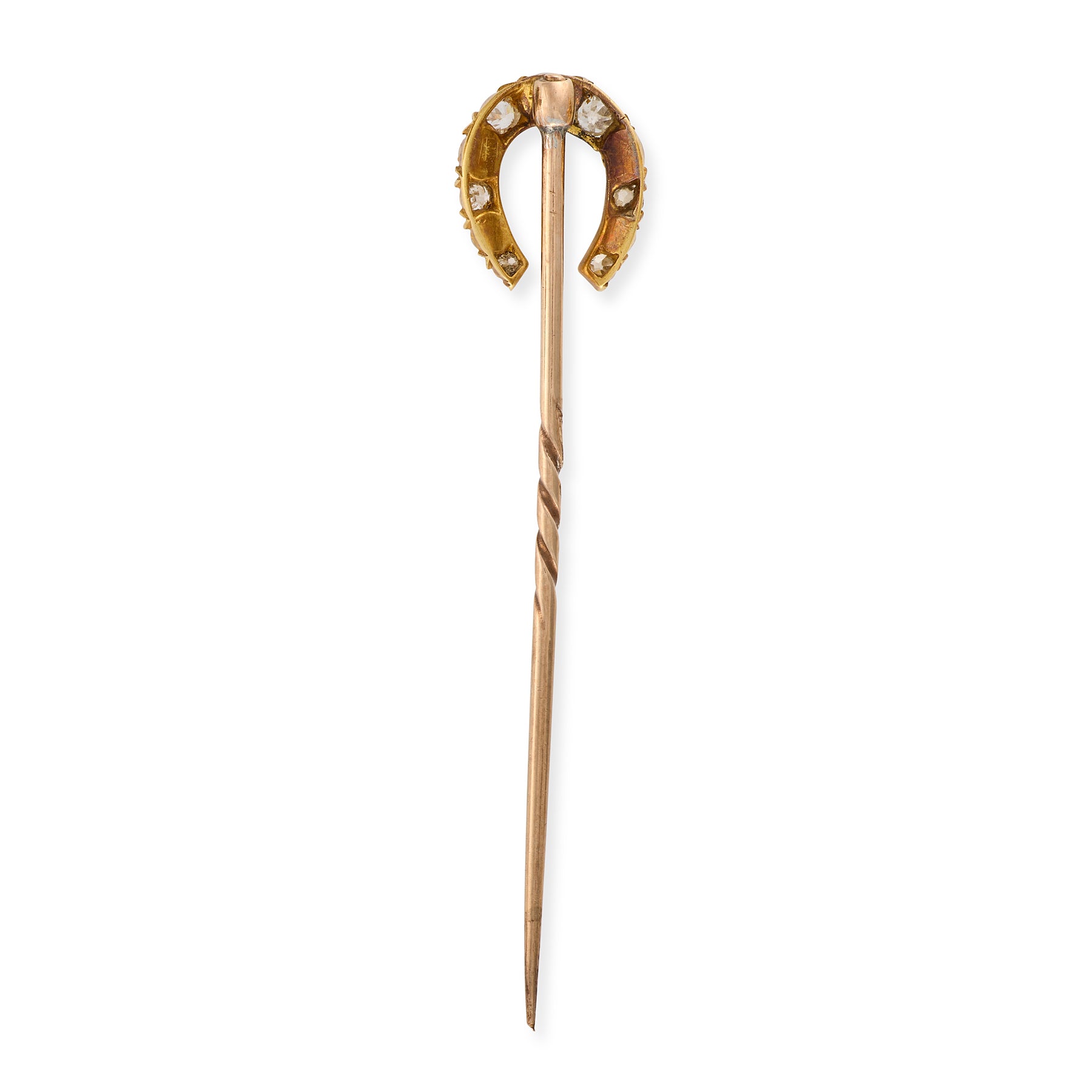 Antique Pearl & Diamond Horseshoe Stickpin