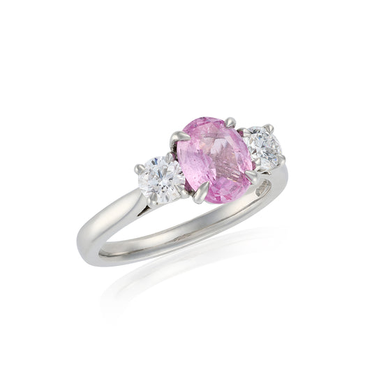 Pink Sapphire and Diamond Platinum Ring - Wildsmith Jewellery