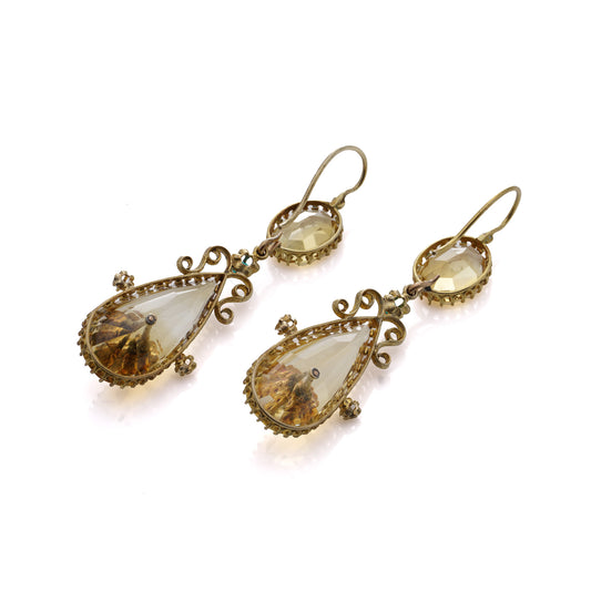 Victorian Citrine Drop Earrings - Wildsmith Jewellery