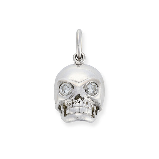 18ct White Gold & Diamond Skull Pendant - Wildsmith Jewellery