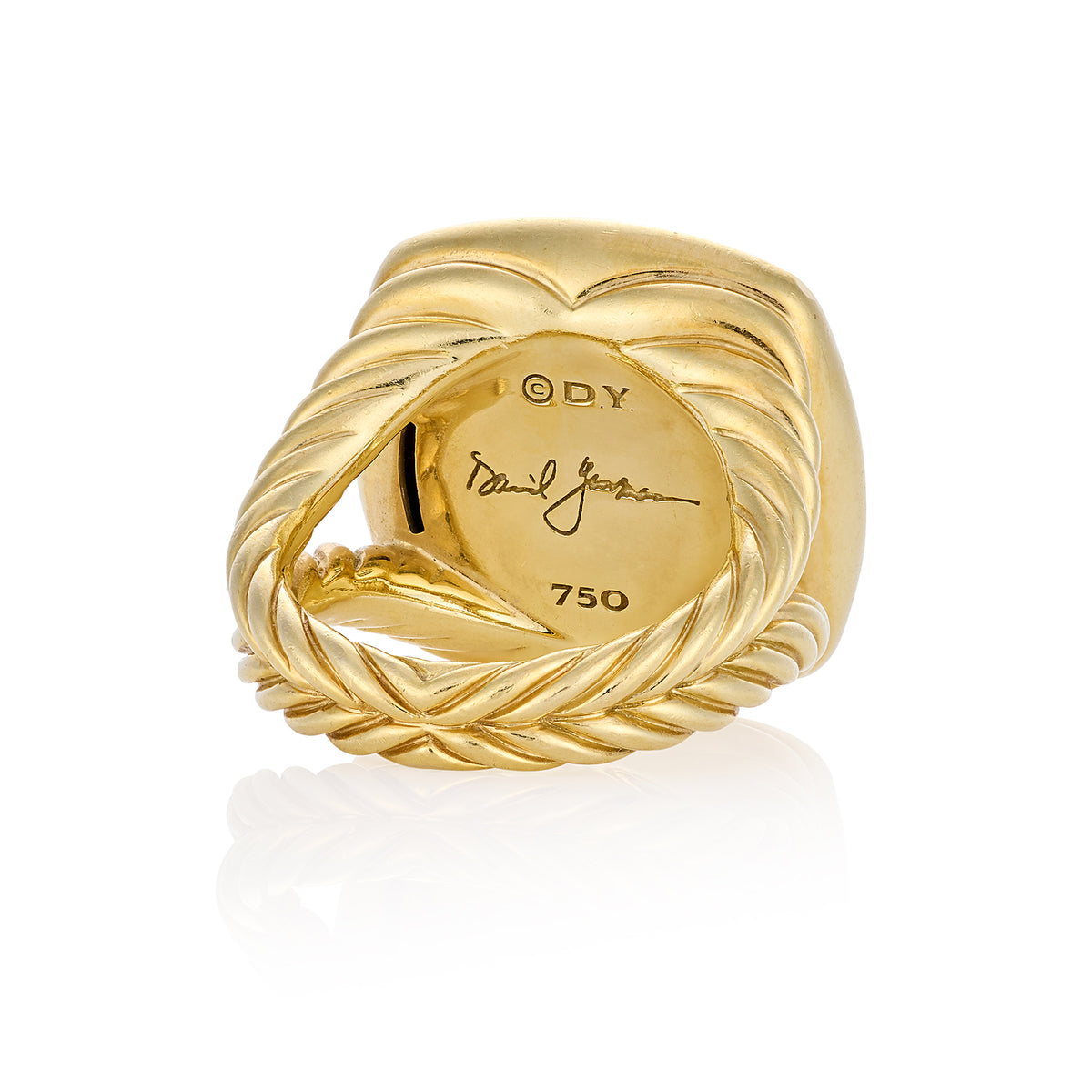 David Yurman Albion Green Orchid & Diamond Ring, 18ct Gold, Signed, c.1990