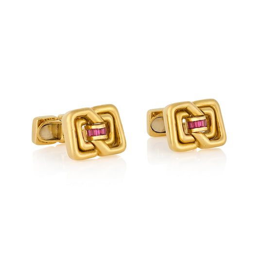 18ct Gold & Ruby Cufflinks by Tiffany & Co - Wildsmith Jewellery