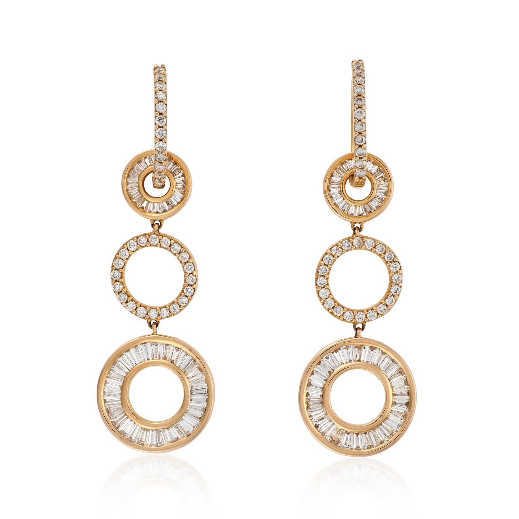18ct Rose Gold & Diamond Night and Day Earrings - Wildsmith Jewellery