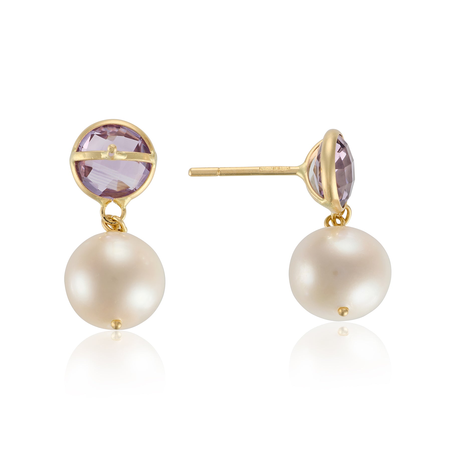 Amethyst & Akoya Pearl Drop Earrings