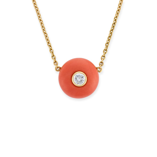 Vintage Coral & Diamond Pendant - Wildsmith Jewellery