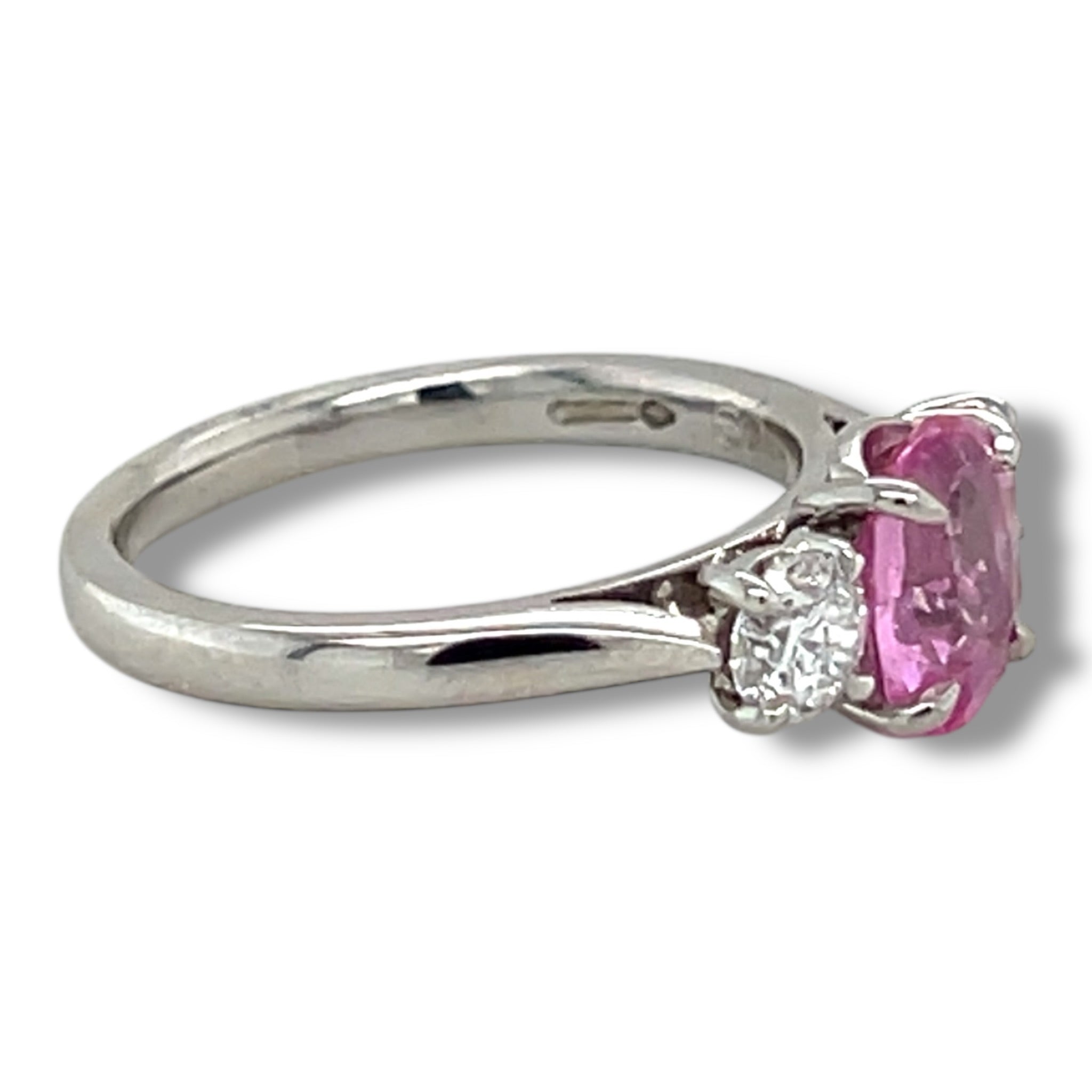 Pink Sapphire and Diamond Platinum Ring - Wildsmith Jewellery