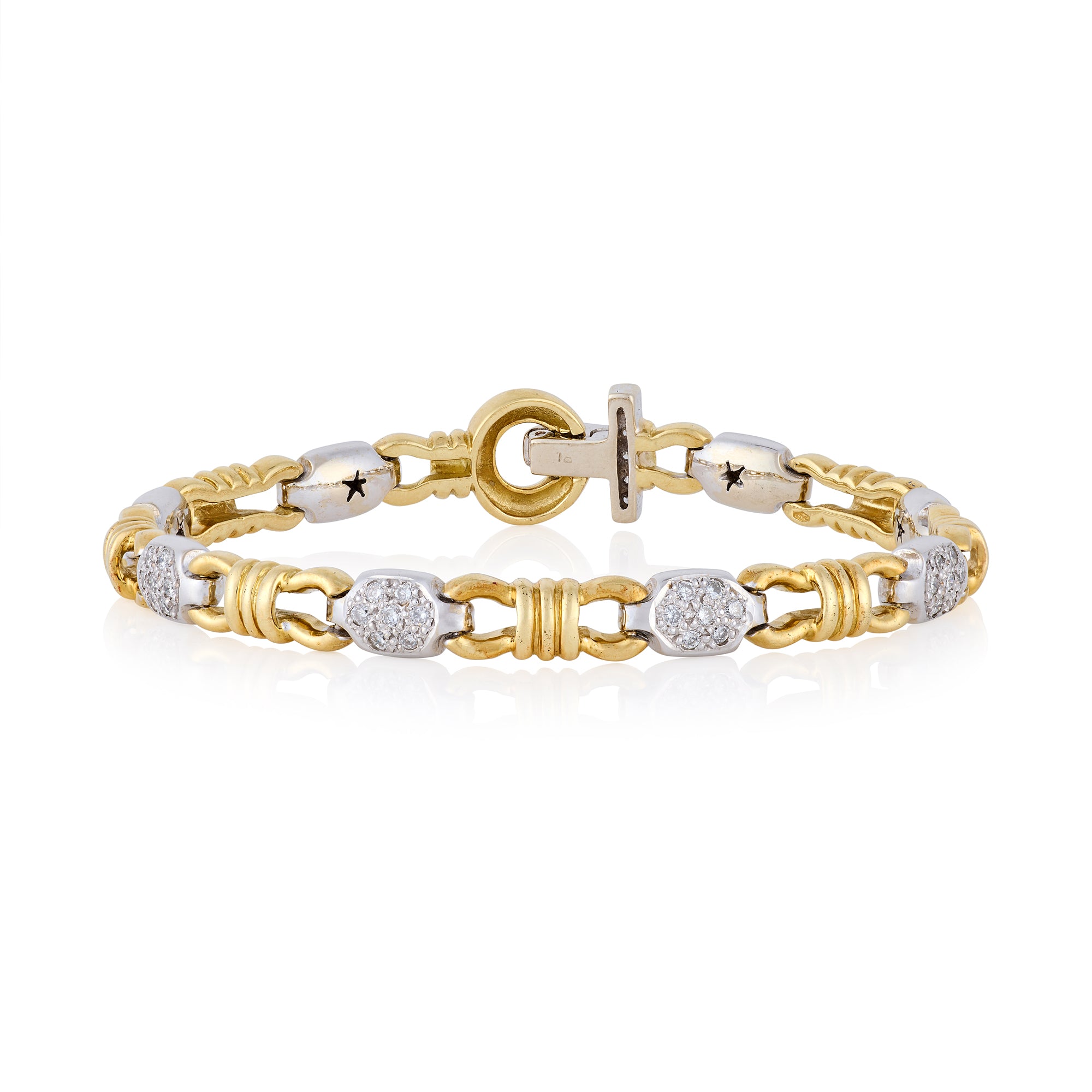 18ct Gold & Diamond Two Tone Bracelet - Wildsmith Jewellery