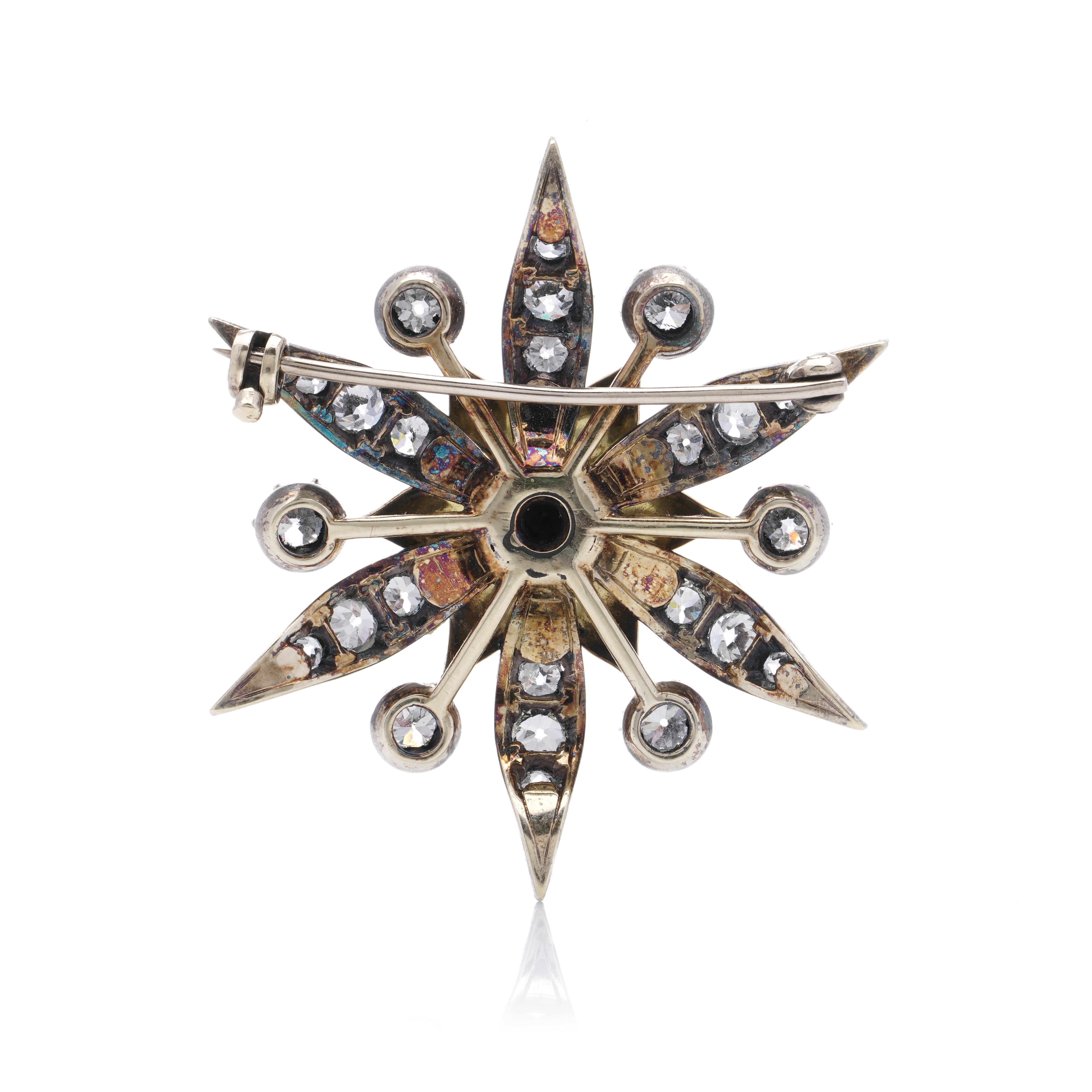 Victorian Diamond & Enamel Star Brooch