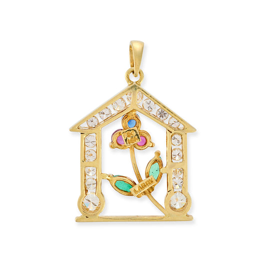 Diamond, Ruby, Sapphire & emerald Floral Pendant - Wildsmith Jewellery