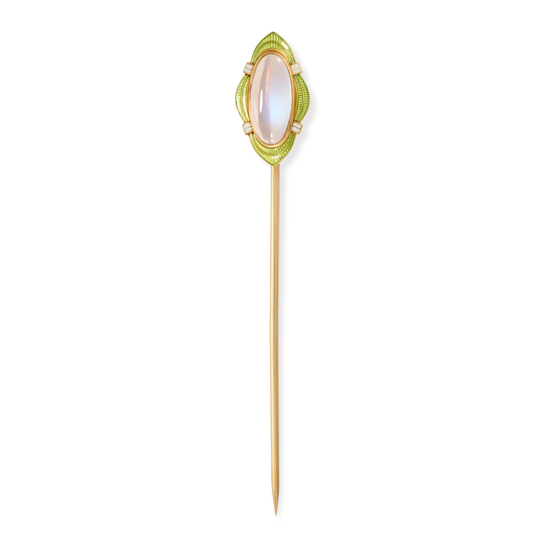 Art Nouveau Moonstone & Enamel Stickpin