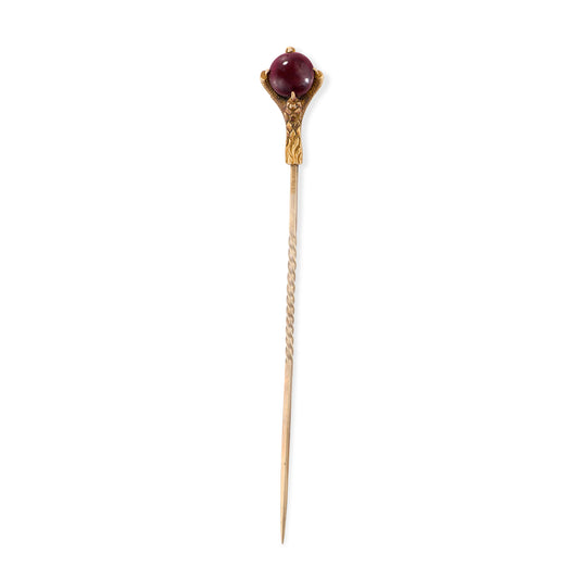 Antique Garnet & Gold Eagles Claw Stickpin