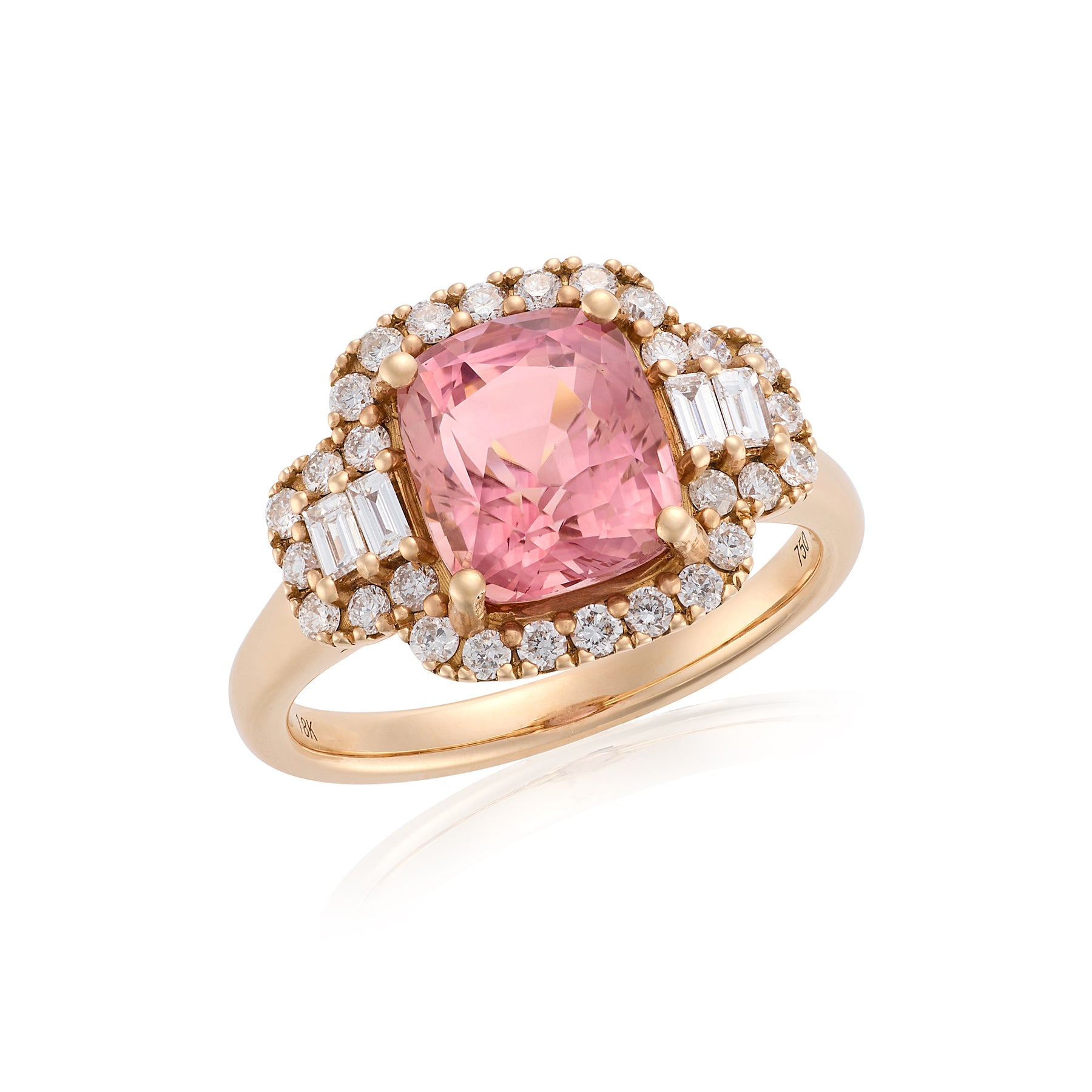 Rose Gold Tourmaline a Diamond Ring