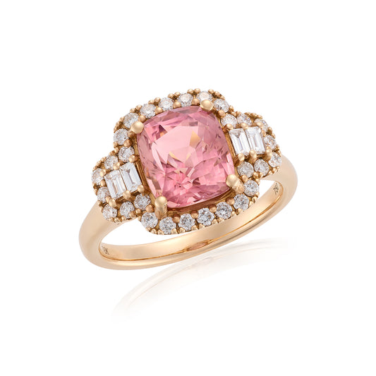 Rose Gold Tourmaline a Diamond Ring
