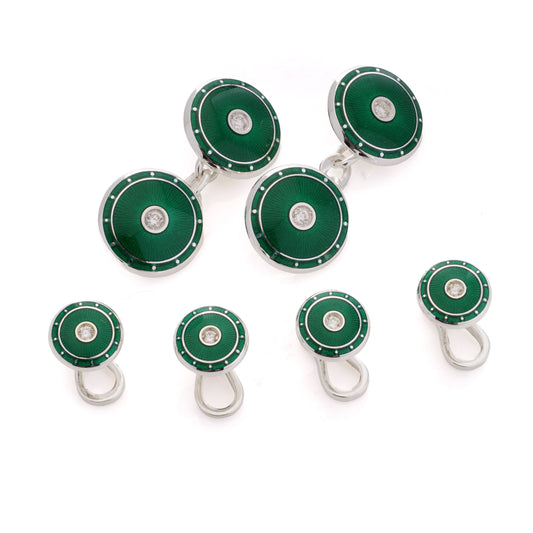 Diamond & Green Enamel Dress Set - Wildsmith Jewellery