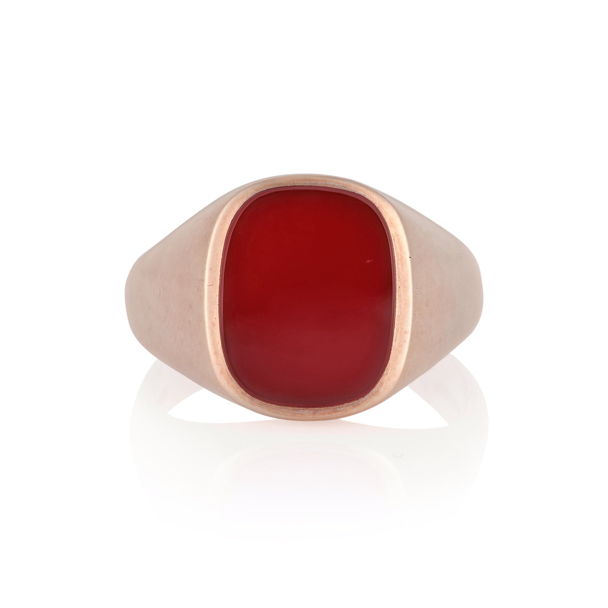 15 x 12mm Cushion Shaped Carnelian Signet Ring