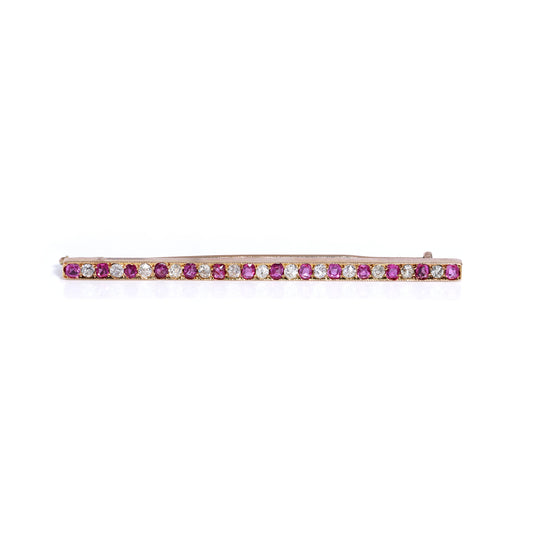 Victorian Ruby & Diamond Bar Brooch - Wildsmith Jewellery
