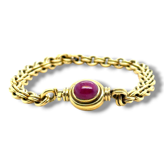 Vintage 18ct Gold Ruby & Emerald Bracelet