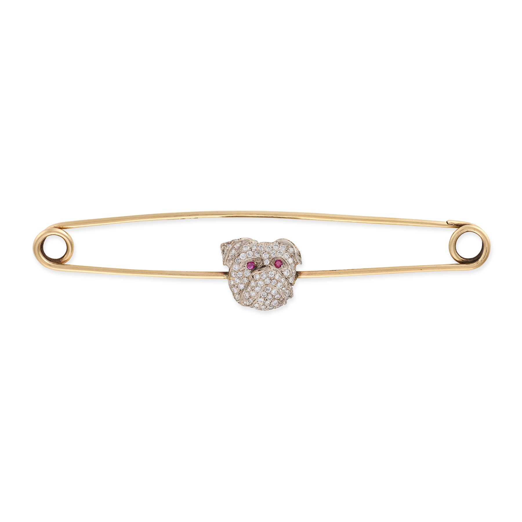 Large Gold & Diamond British Bulldog Nappy Pin