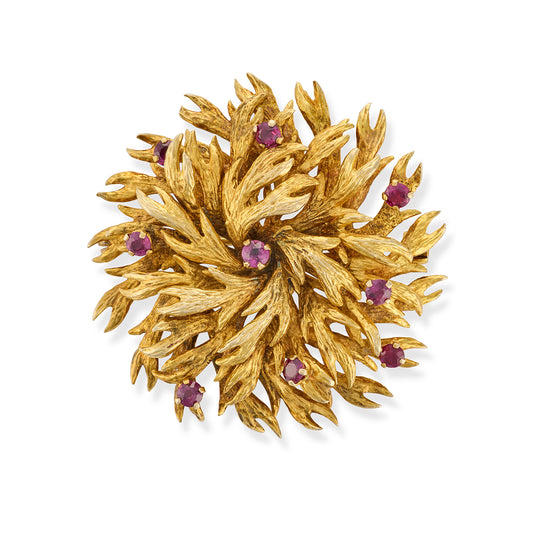 1970’s Ruby & Gold Floral Brooch