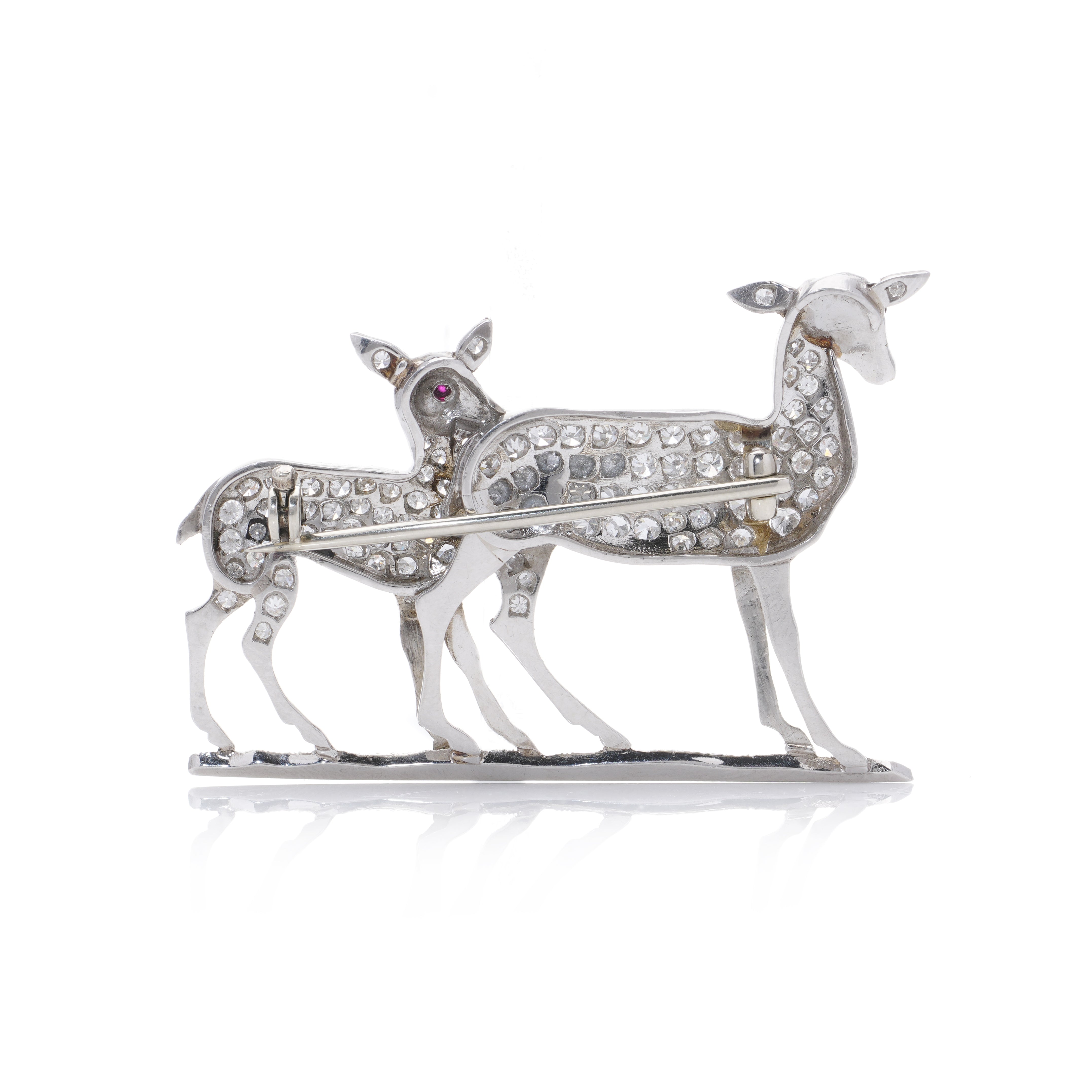 Art Deco Diamond Deer Brooch