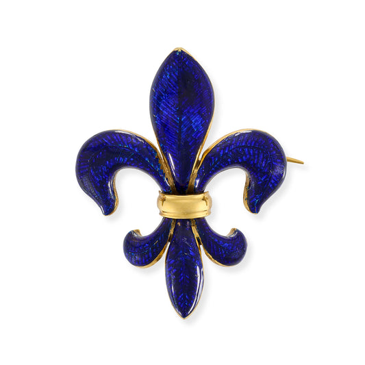 Antique 18ct Gold & Enamel Fleur Dis Lis Brooch - Wildsmith Jewellery